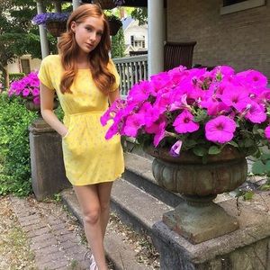 Yellow sundress with cherry pattern